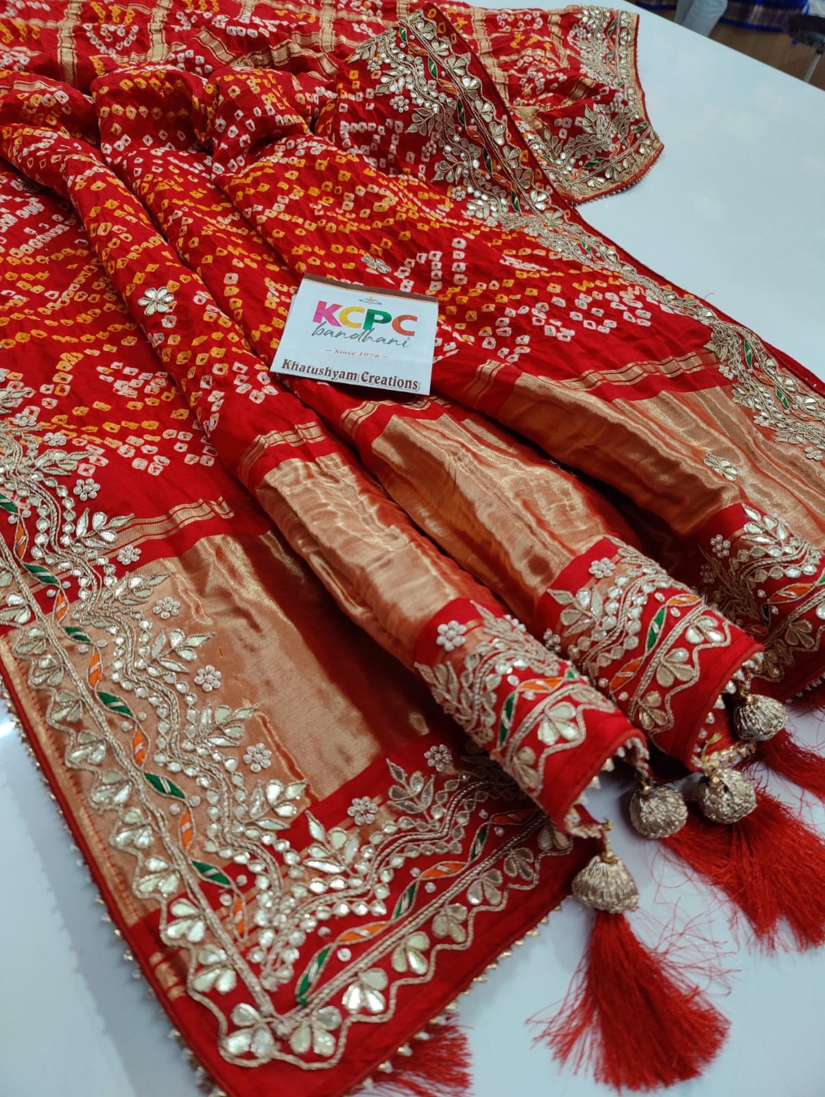 Pure Gaji Silk saree handmade gotapati work