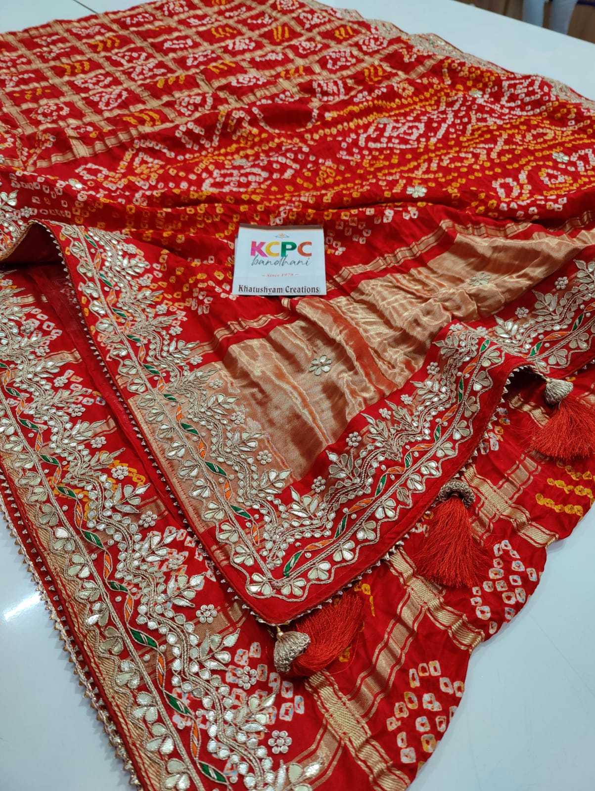Pure Gaji Silk saree handmade gotapati work