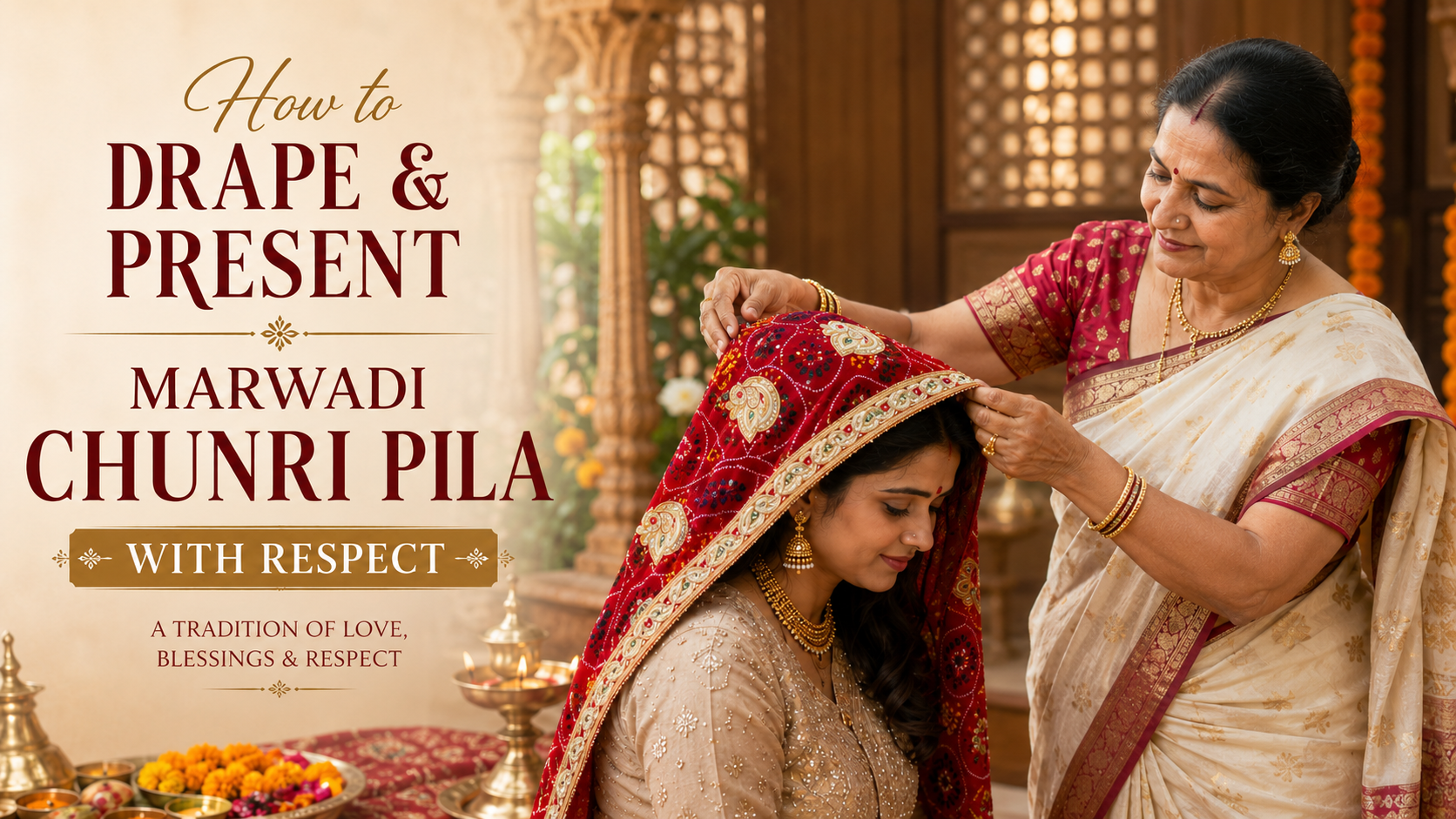 How to Drape and Present Marwadi Chunri Pila With Respect