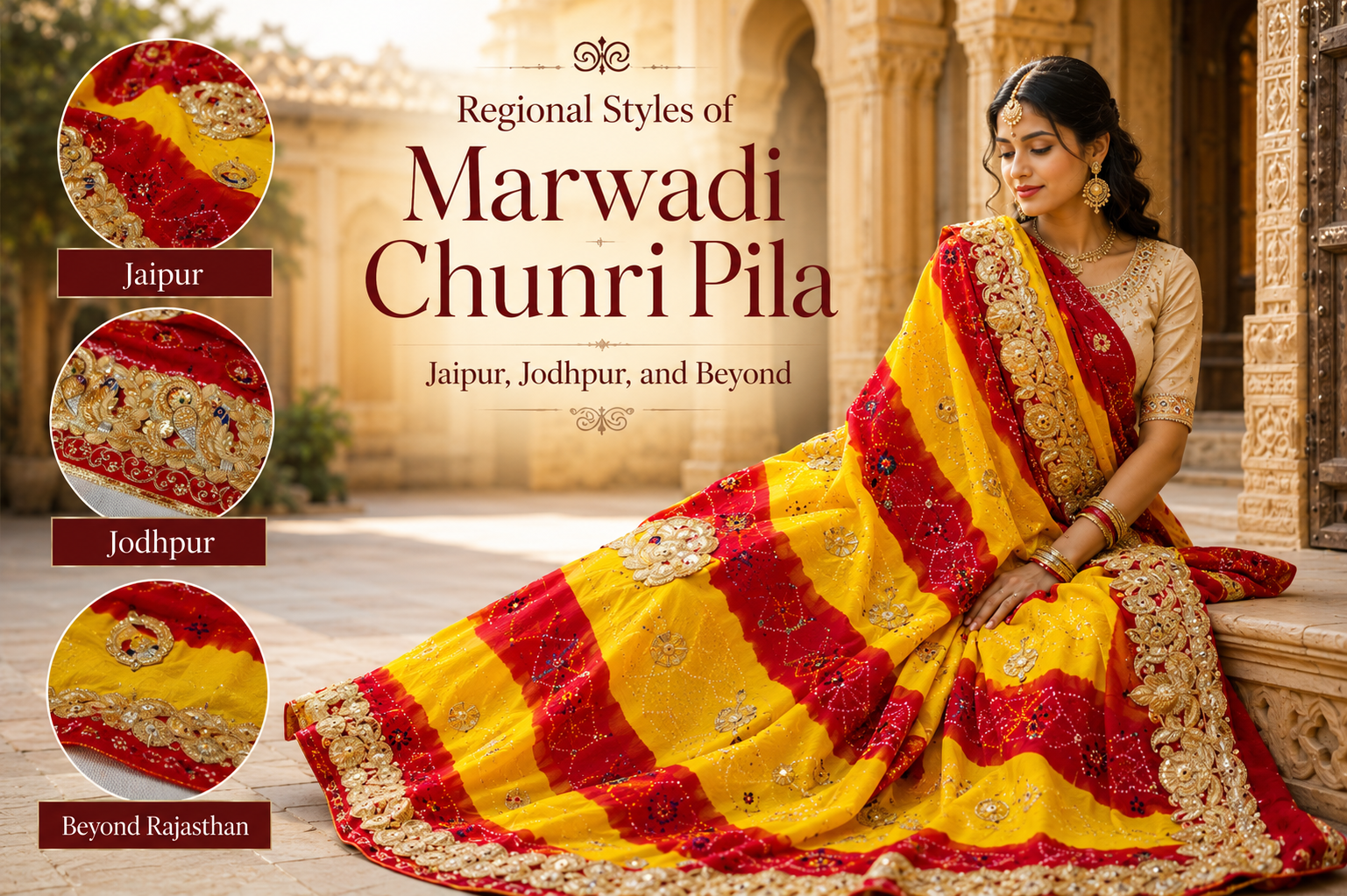 Regional Styles of Marwadi Chunri Pila: Jaipur, Jodhpur, and Beyond