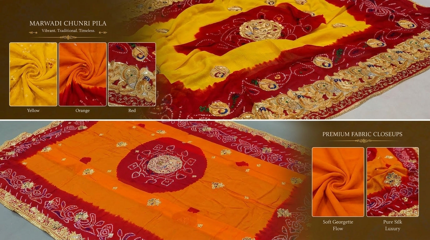 Colors and Fabrics in Marwadi Chunri Pila: What to Choose