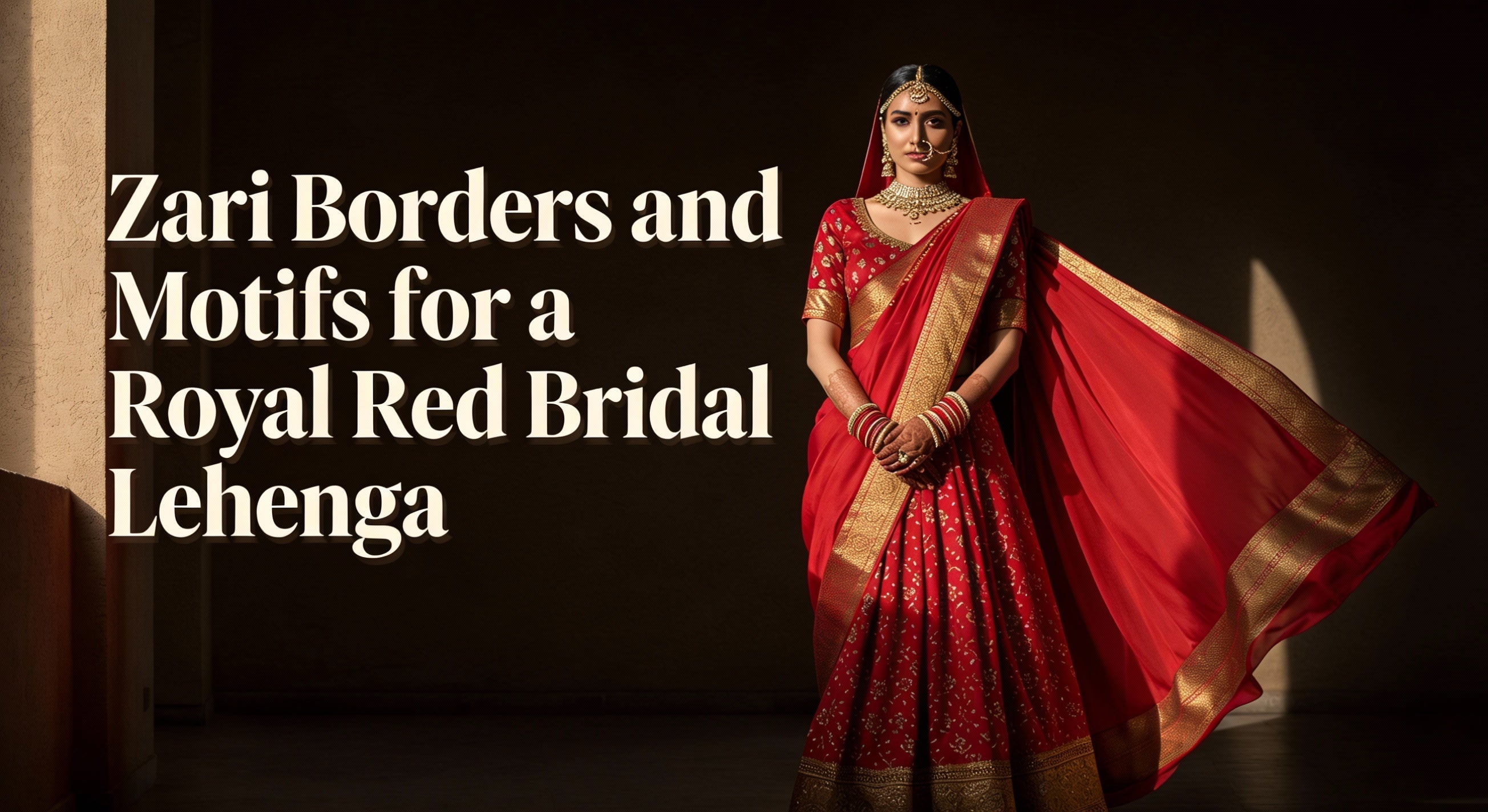 Zari Borders and Motifs for a Royal Red Bridal Lehenga