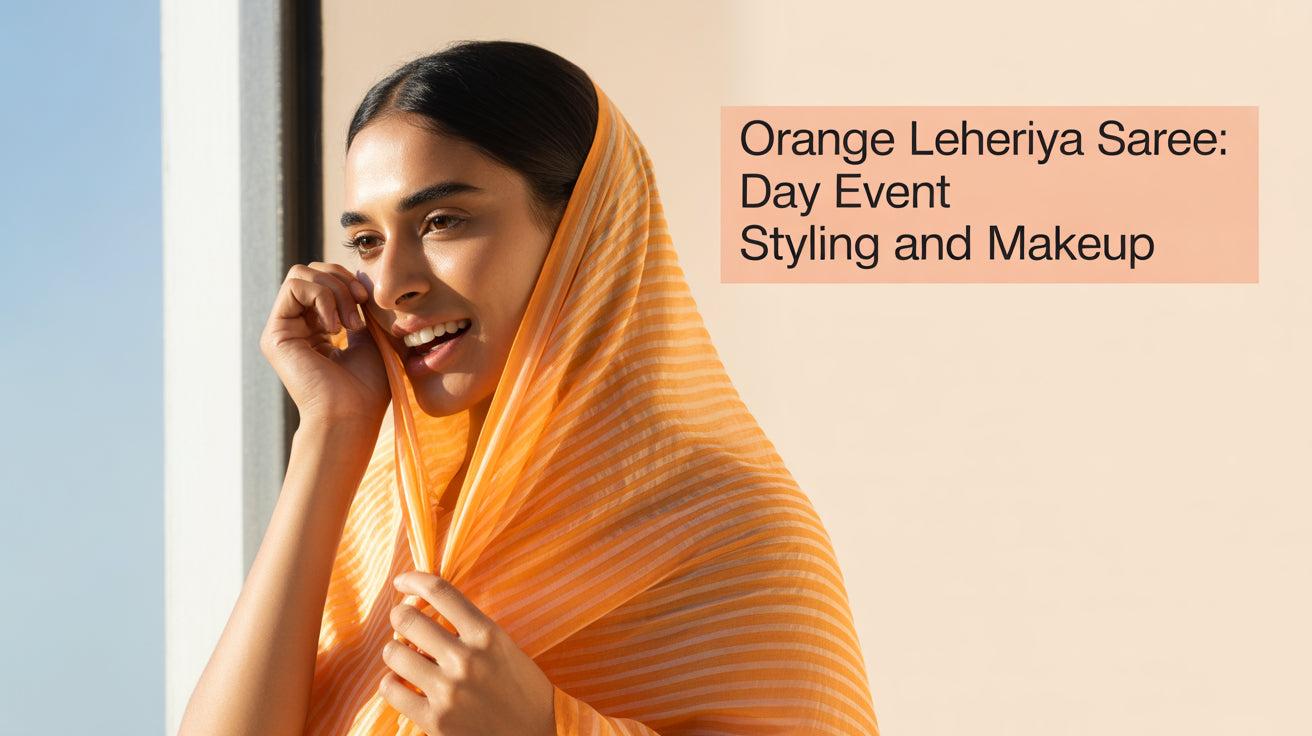 Orange Leheriya Saree: Day Event Styling and Makeup