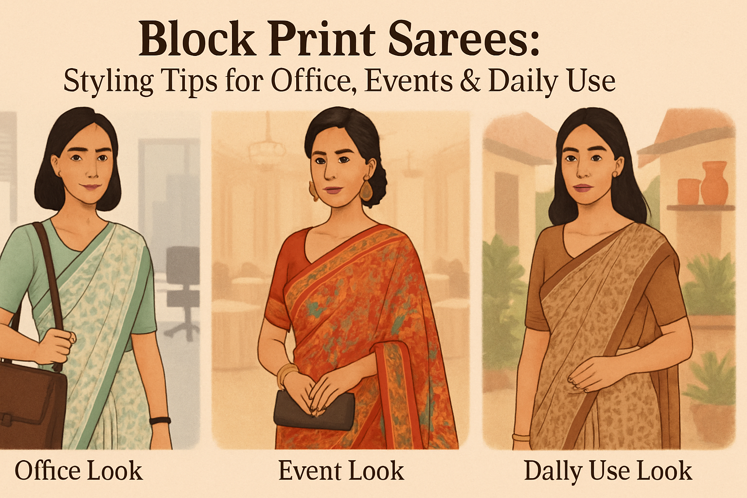 Block Print Sarees: Styling Tips for Office, Events & Daily Use