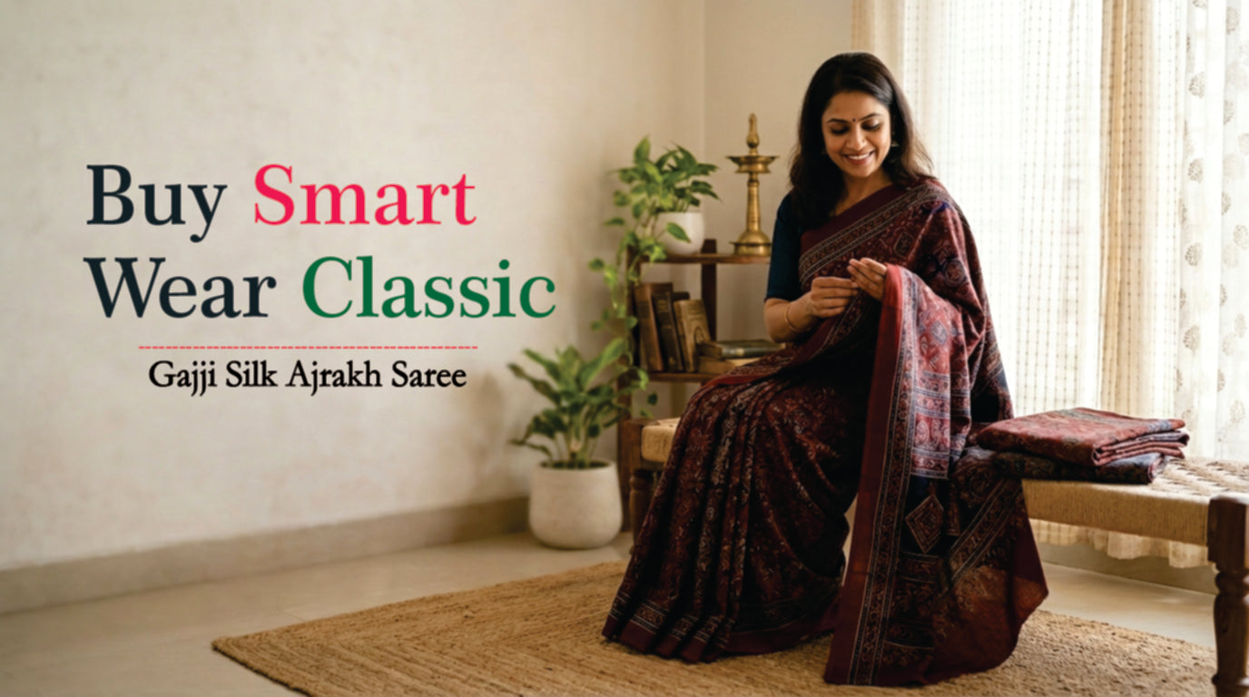 Gajji Silk Ajrakh Saree Shopping Guide: Fabric, Work And Care Tips