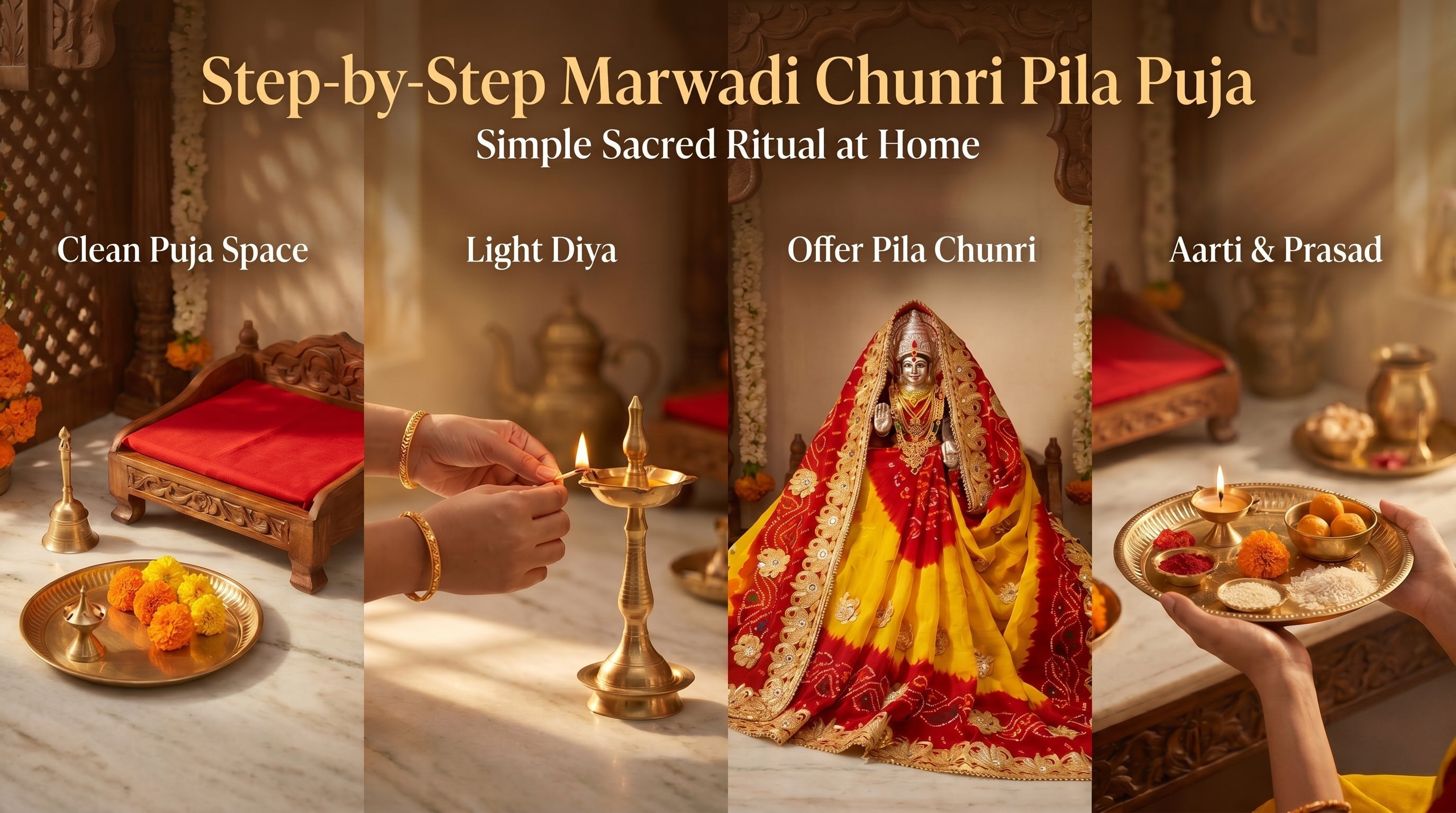 Step by Step Puja Guide for Marwadi Chunri Pila at Home