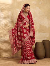 Buy Georgotte Bandhani Style Saree KcPc 