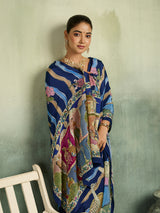 KcPc Pure Silk Kalamkari Saree with Thread WorkBRC