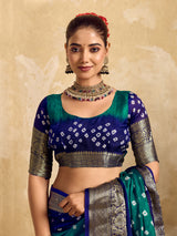New Viscos Silk Bandhani Saree With Zari Border kcpc sam Rama Royal Blue RBW
