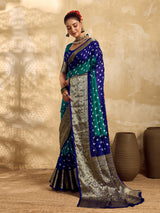 New Viscos Silk Bandhani Saree With Zari Border kcpc sam Rama Royal Blue RBW