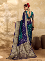New Viscos Silk Bandhani Saree With Zari Border kcpc sam Rama Royal Blue RBW
