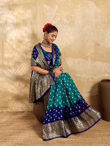 New Viscos Silk Bandhani Saree With Zari Border kcpc sam Rama Royal Blue RBW