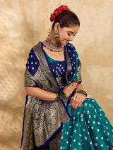 New Viscos Silk Bandhani Saree With Zari Border kcpc sam Rama Royal Blue RBW