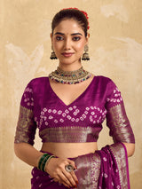 Buy Viscos Silk Bandhani Saree With Zari Borderunder 2000