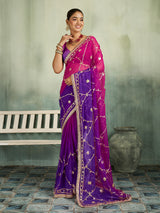 KcPc Beautiful Georgette Saree with Traditional Gotapatti Work MHS