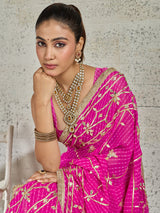 KcPc New Leheriya Style Georgette Saree with Gotapatti Work Saree MHS