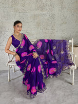 KcPc New Festive Bandhani Style Georgette Saree with Pattern Work PDM