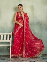 KcPc New Latest Organza Leheriya Style With Gotapatti Work Saree MHS