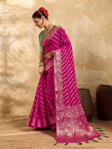 KcPc Pure khaddi Georgette Banarasi Handloom Leheriya Zari Weaving SareeMAHA
