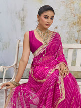KcPc Traditional Georgette Leheriya Saree for Women MHS
