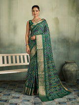 KcPc New LatestCotton Silk Bandhani Style With Zari Border Work Saree STL