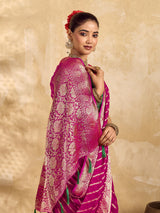 KcPc Pure khaddi Georgette Banarasi Handloom Leheriya Zari Weaving SareeMAHA