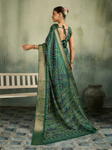 KcPc New LatestCotton Silk Bandhani Style With Zari Border Work Saree STL