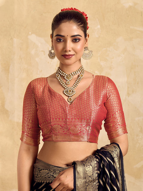 Buy  New Pure khaddi Georgette Banarasi Handloom Leheriya Zari Weaving Saree