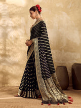 BuyNew Pure khaddi Georgette Banarasi Handloom Leheriya Zari Weaving Saree