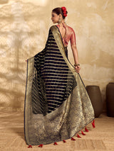 BuyNew Pure khaddi Georgette Banarasi Handloom Leheriya Zari Weaving Saree