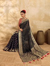 BuyNew Pure khaddi Georgette Banarasi Handloom Leheriya Zari Weaving Saree