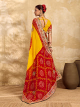 Gotapatti Work saree in rajsthani chunri peela design 