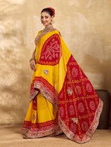 Gotapatti Work saree in rajsthani chunri peela design 