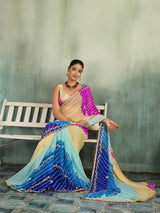 KcPc New Launch Georgette Multicolour Jaipuri Gotapatti Leheriya Saree MHS