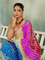 KcPc New Launch Georgette Multicolour Jaipuri Gotapatti Leheriya Saree MHS