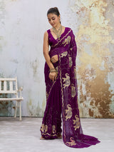 KcPc New Royal Festive Wear Chiffon Saree Crafted with Beautiful Aari Tari EmbellishmentDWA