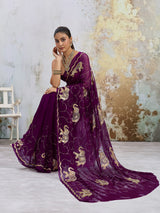 KcPc New Royal Festive Wear Chiffon Saree Crafted with Beautiful Aari Tari EmbellishmentDWA