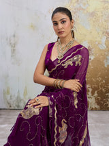 KcPc New Royal Festive Wear Chiffon Saree Crafted with Beautiful Aari Tari EmbellishmentDWA