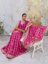KcPc Premium Bandhani Style Saree with Rich Gotapatti Embellishment SAE