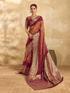  Buy silk saree for festive wear in maroon colour 