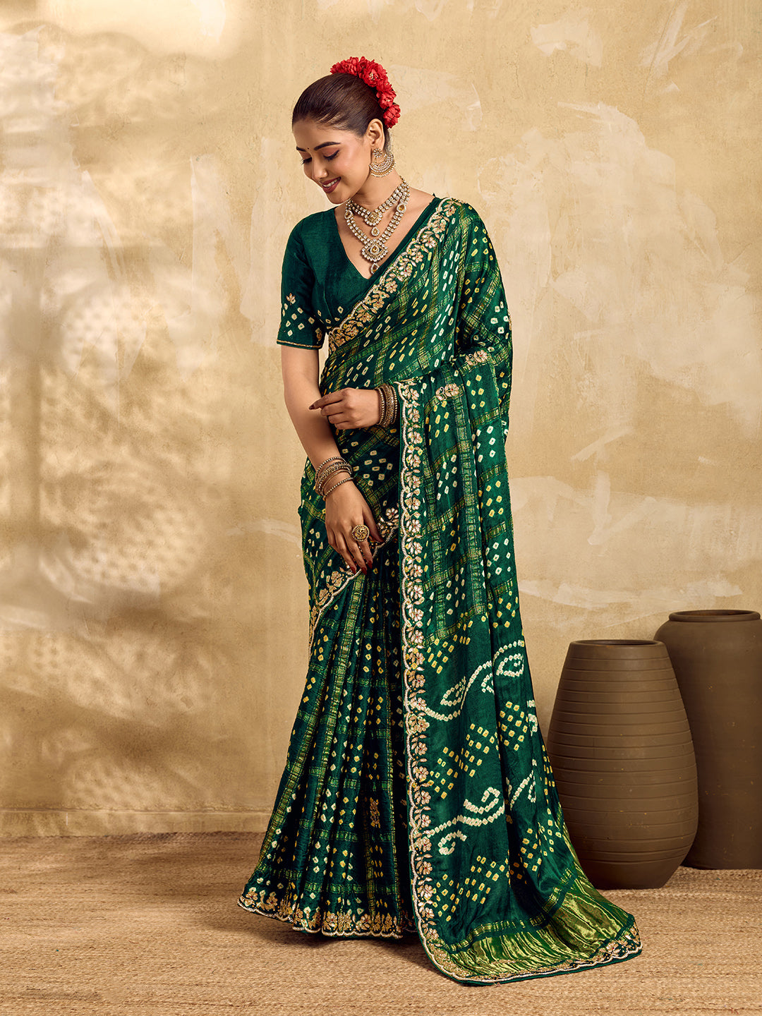Buy New Royal Ghatchola Style Saree with Gota Patti Work KcPc