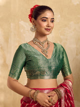 Buy New Pure khaddi Georgette Banarasi Handloom Leheriya Zari Weaving Saree