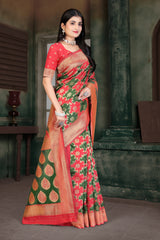 By New Latest Dola silk Banarasi Style with Zari Weaving Saree