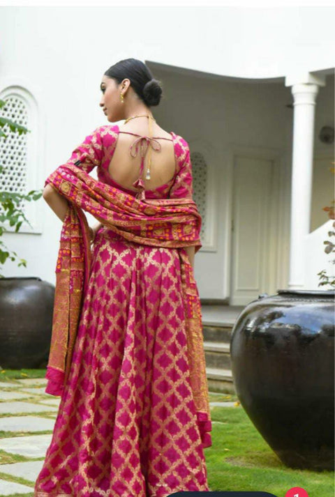 KcPc Beautiful Rajasthani Bandhej Gharchola Lehenga  KML