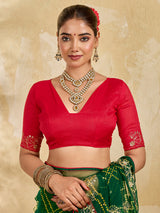 Buy Chiffon Saree Bandhani Style With Aari Work KcPc