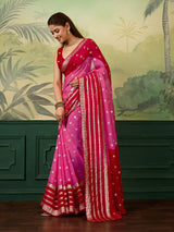 KcPc Pure Georgette Jaipuri Tie Dye Zari Weaving Saree