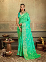 KcPc New Premium Leheriya Saree in Dola Silk with Hand Gota PattiSVD