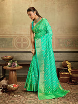 KcPc New Premium Leheriya Saree in Dola Silk with Hand Gota PattiSVD