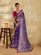 Buy Chiffon Saree Bandhani Style With Aari Work KcPc