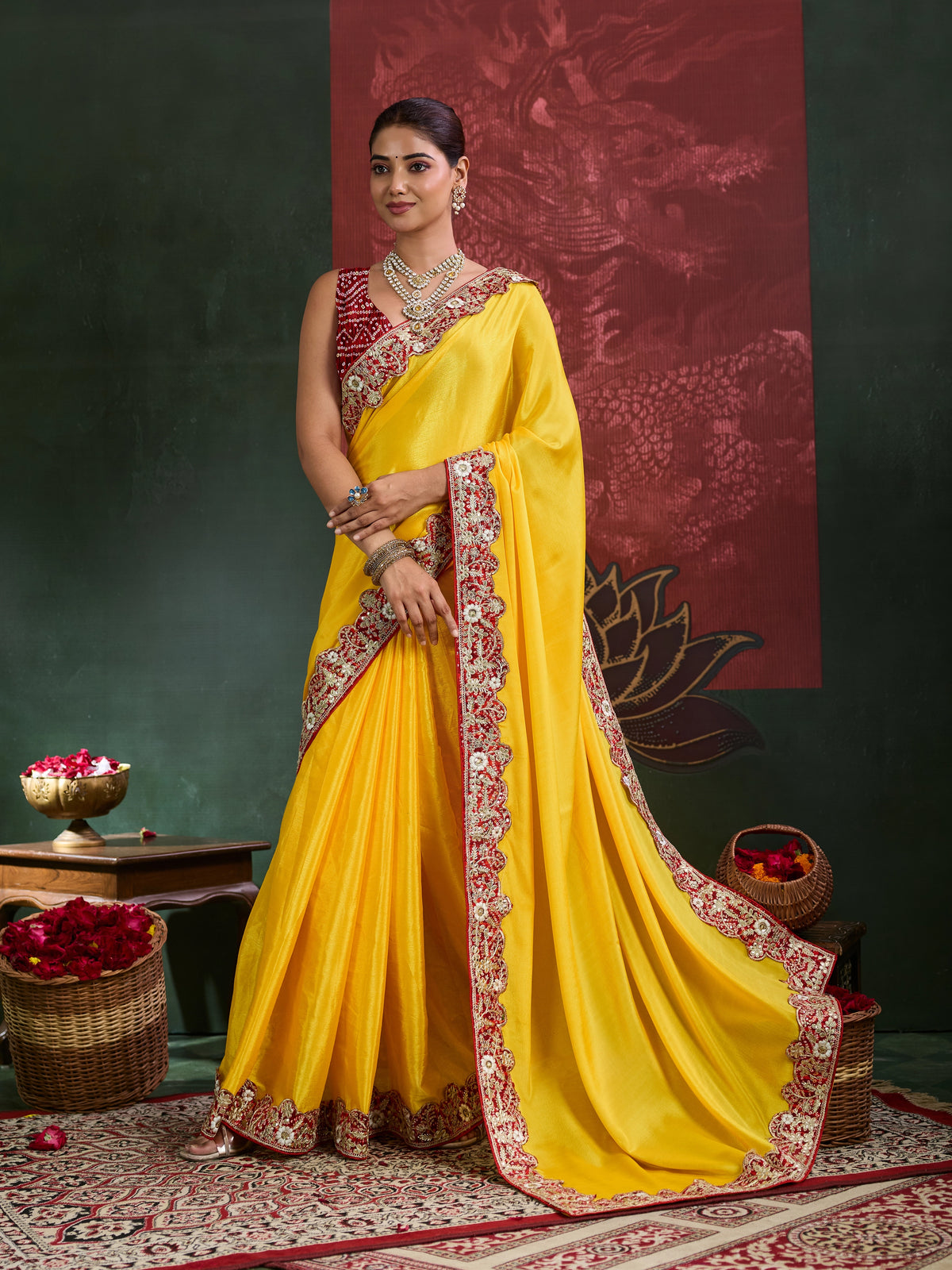 KcPc Latest New Chinon Silk Bollywood Style With Sequence Gotapatti Work Saree PDM
